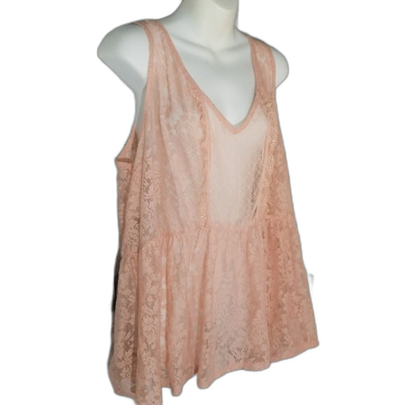Torrid peach lace sheer cami tank top size 2 2x - Picture 3 of 7